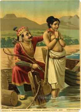SHANTANOO MATSAGANDHA Raja Ravi Varma Indios Pinturas al óleo
